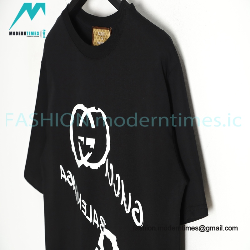 Gucci - Balenciaga Double G-B Print Short Sleeve T-shirt Gucci - Balenciaga Double G-B Print Short Sleeve T-shirt